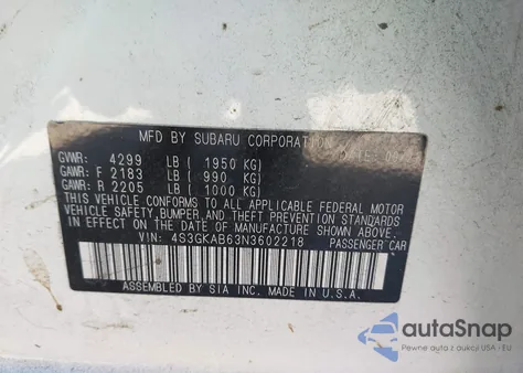 2022 Subaru Impreza Base из США, поврежденный, VIN 4S3GKAB63N3602218